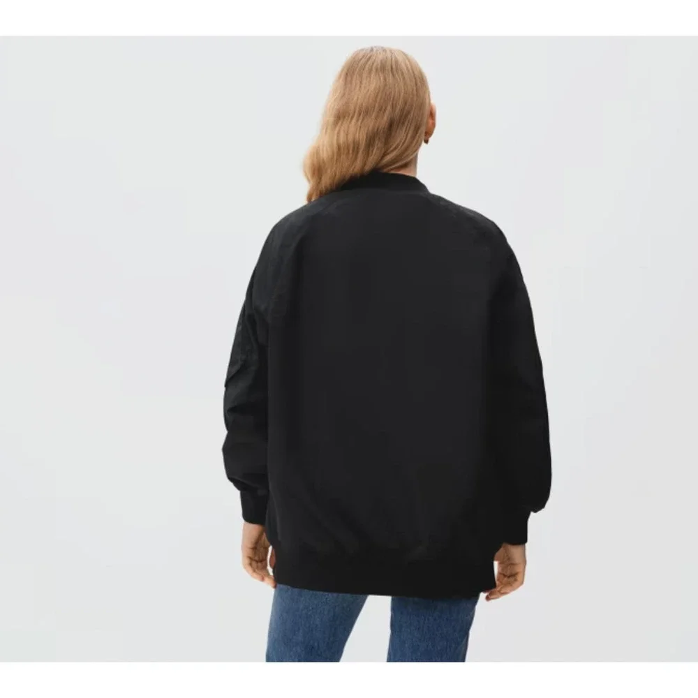 Everlane Womens Cotton Bomber Jacket Medium Black - Picture 3 of 9